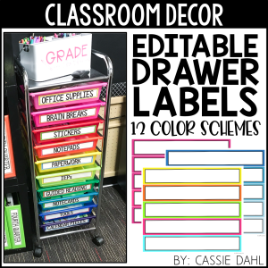 Drawer Labels (Editable) - 10 Drawer Cart Labels