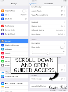 This guide will walk you through how you can lock an iPad into one app. This is perfect for when students are using iPads for cetners and you are teaching a small group, students who get easily distracted or limiting screen time for your own children!