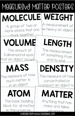 Grab these free Measuring Matter posters to kick off your Matter unit. The post also has tons of ideas about how you can integrate measuring matter centers into your unit.
