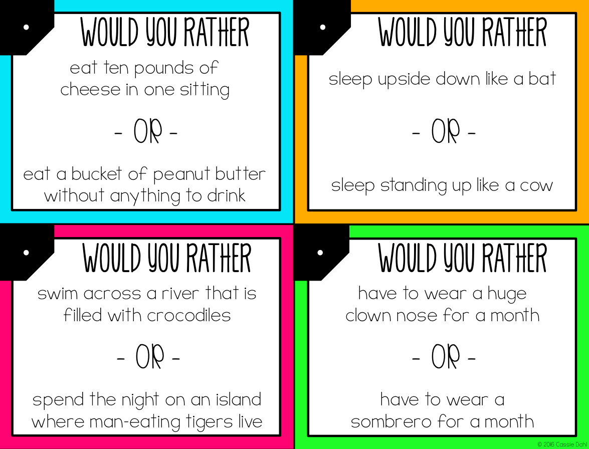 Would You Rather Question Cards Cassie Dahl Teaching Technology Lupon